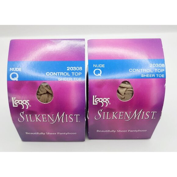 Leggs Silken Mist Control Top Sheer Toe Pantyhose Nude Q 20308New in Box - Picture 1 of 7